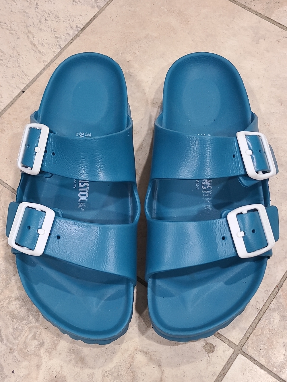 Birkenstock Teal Blue Adjustable Double-Buckle Sandals